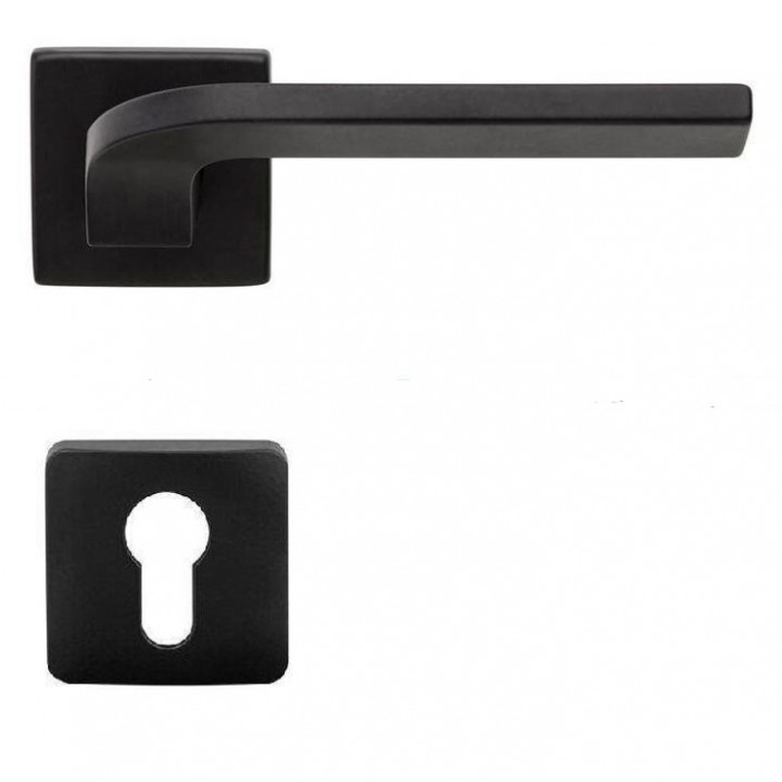 Дверная ручка на розетке DND by Martinelli JOY-02 чёрный (с накладкой под цилиндр) J014Y-ZNE