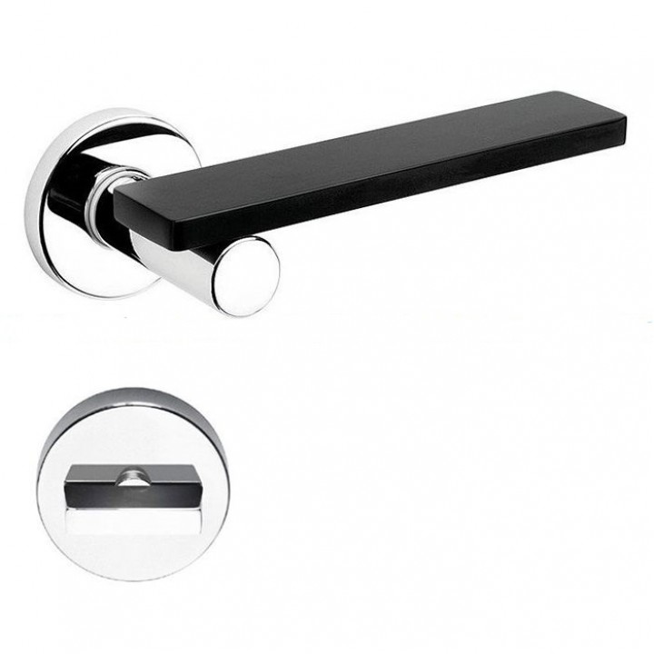 Дверная ручка на розетке DND by Martinelli MINIMA хром-чёрный (с накладкой WC) MN12T-ZCNE