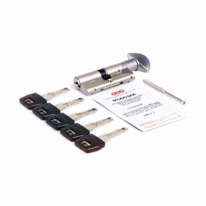 Цилиндр AGB (Италия) Scudo DCK/60мм, ручка-ключ, 30/30, мат.хром